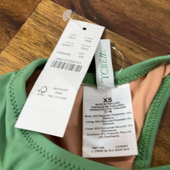J. Crew Green BX611 Heritage Scoopneck Bikini Top Swimsuit Size XS NWT - Picture 3 of 3
